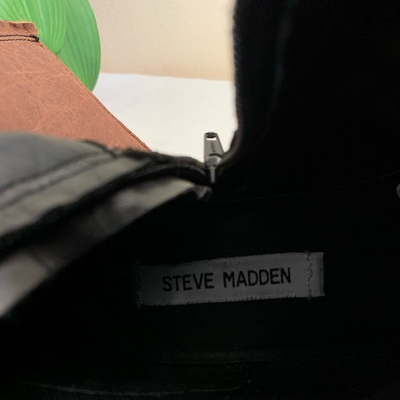 Steve Madden Rogerrr Black/Brown Leather Zip Knee High Riding Boots Woman’s 8M - Picture 14 of 16